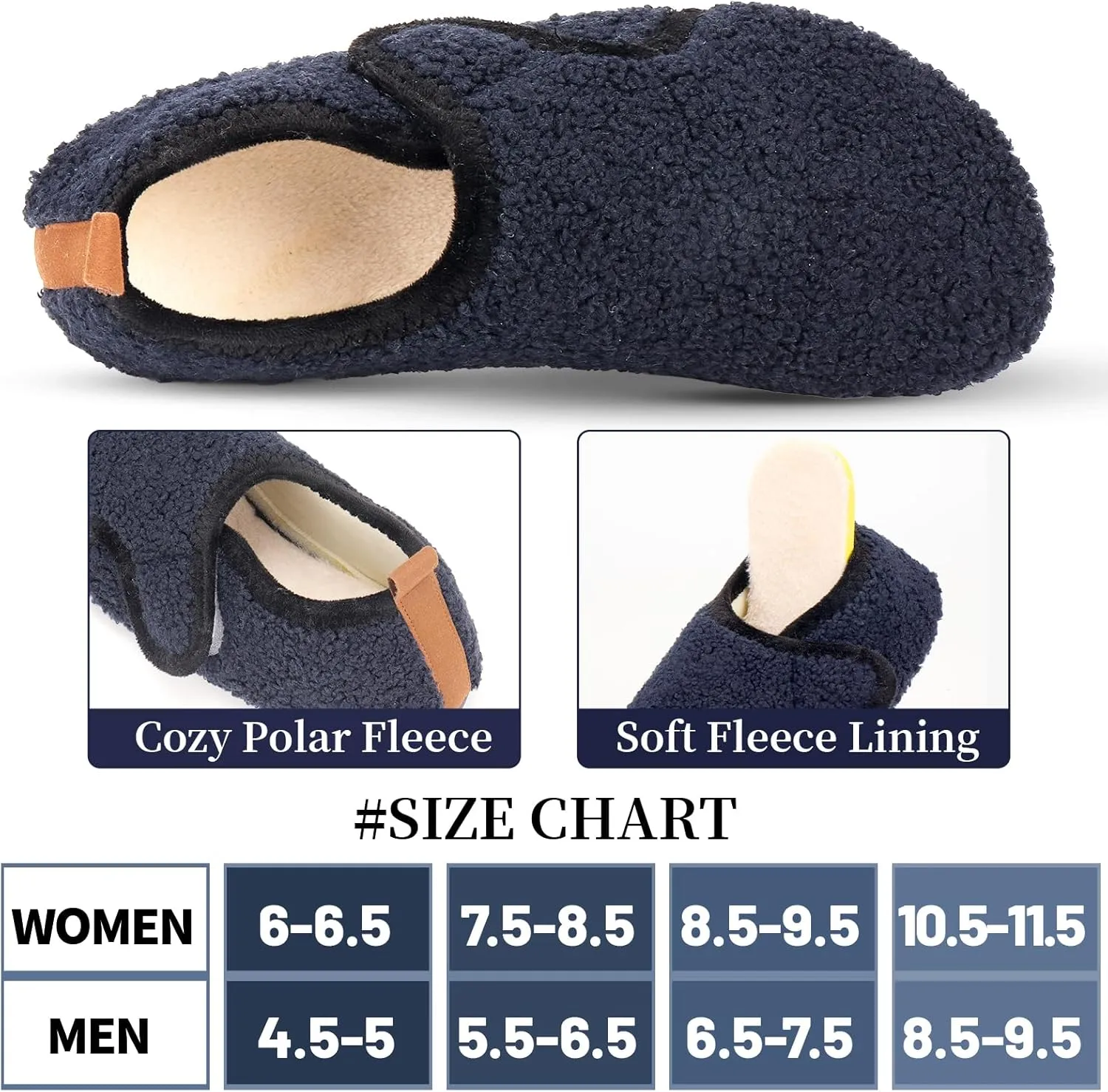 Ibeauti Womens Mens House Slippers Rubber Sole Indoor Slipper Socks Lightweight Fleece Lined Slip-on Barefoot Slippers