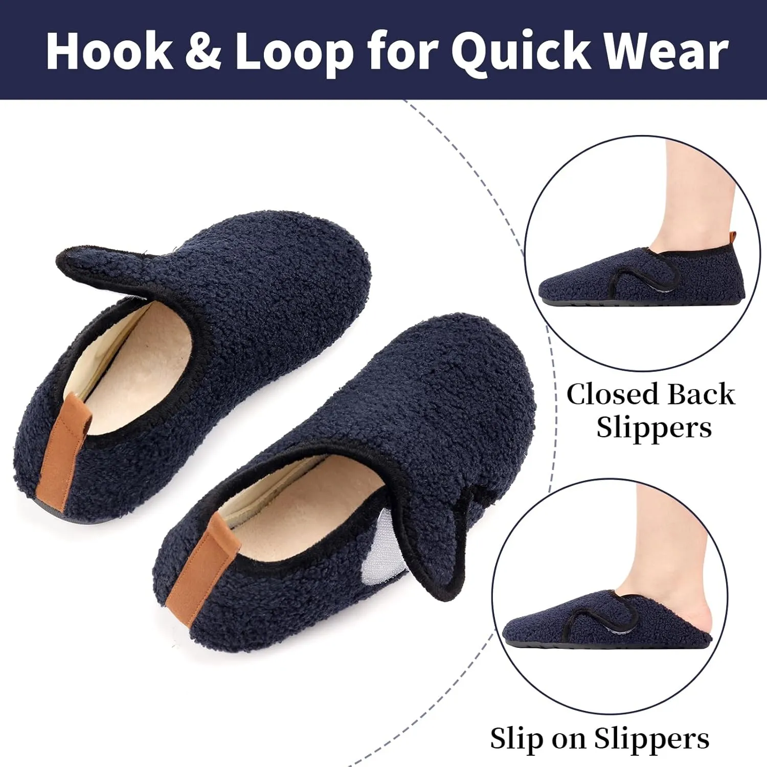 Ibeauti Womens Mens House Slippers Rubber Sole Indoor Slipper Socks Lightweight Fleece Lined Slip-on Barefoot Slippers