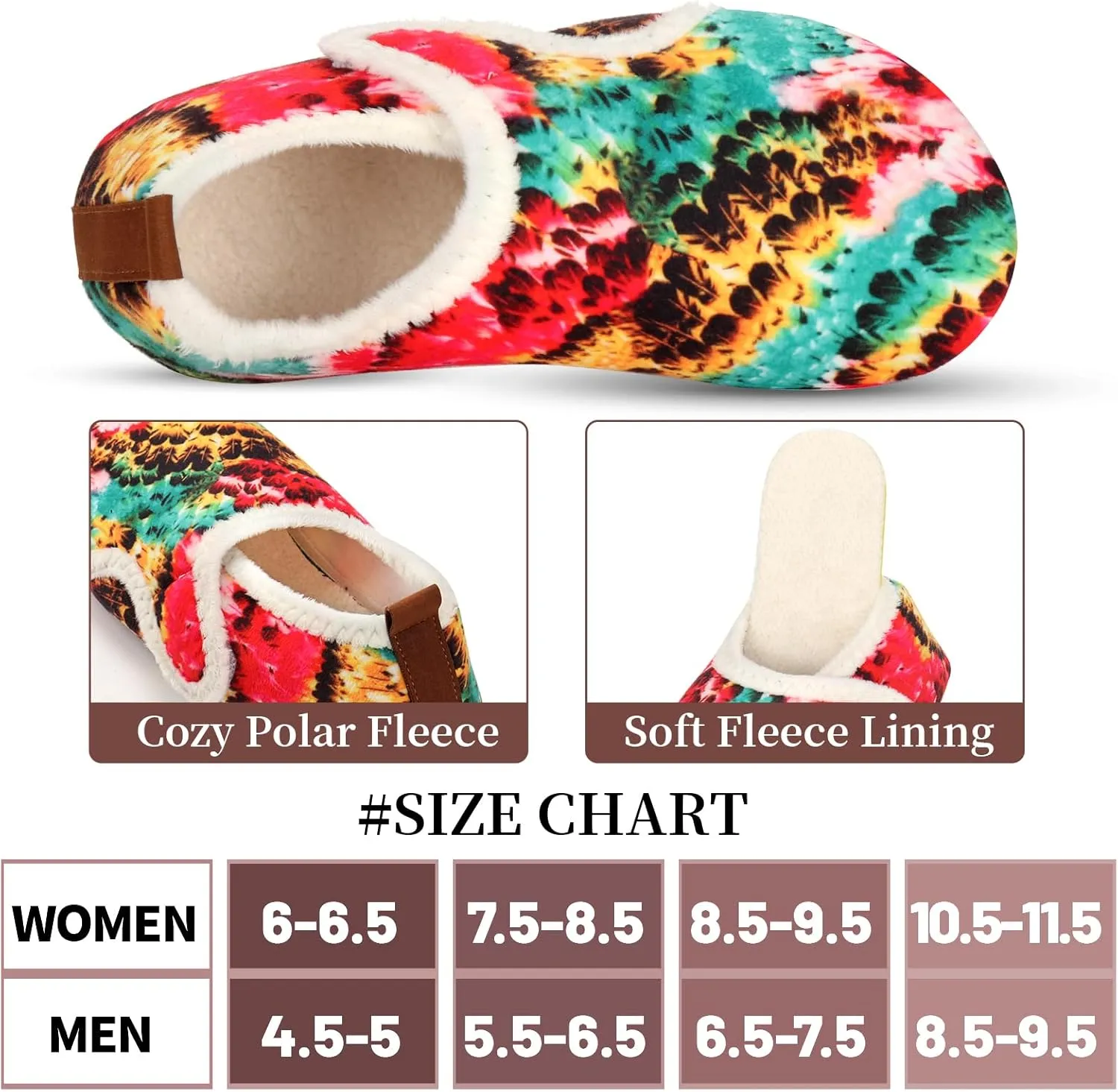 Ibeauti Womens Mens House Slippers Rubber Sole Indoor Slipper Socks Lightweight Fleece Lined Slip-on Barefoot Slippers