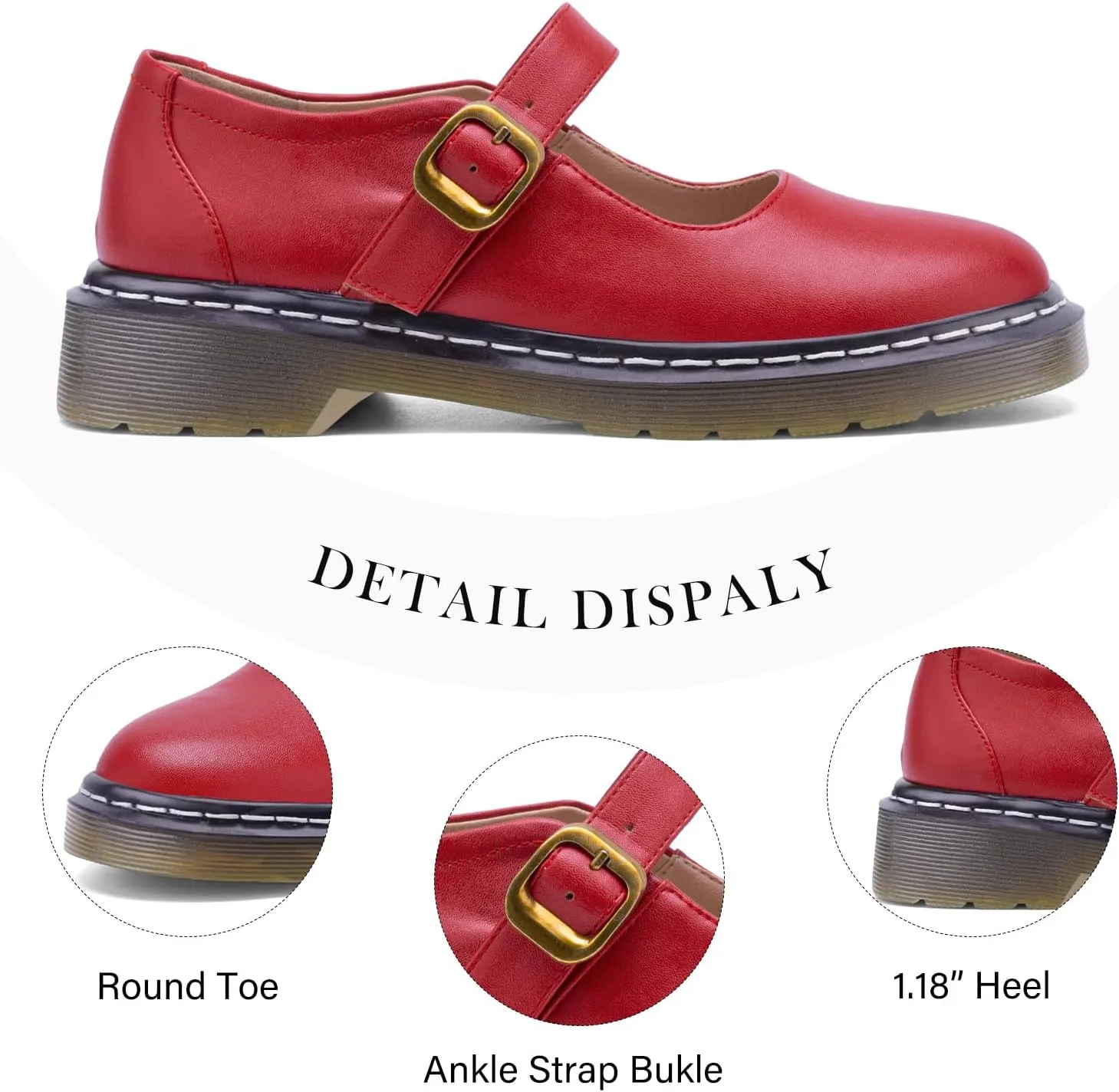 IMPREMEY Mary Janes Oxford Flats Shoes for Women Round Toe Platform Non-slip Comfortable Casual Cute Shoes