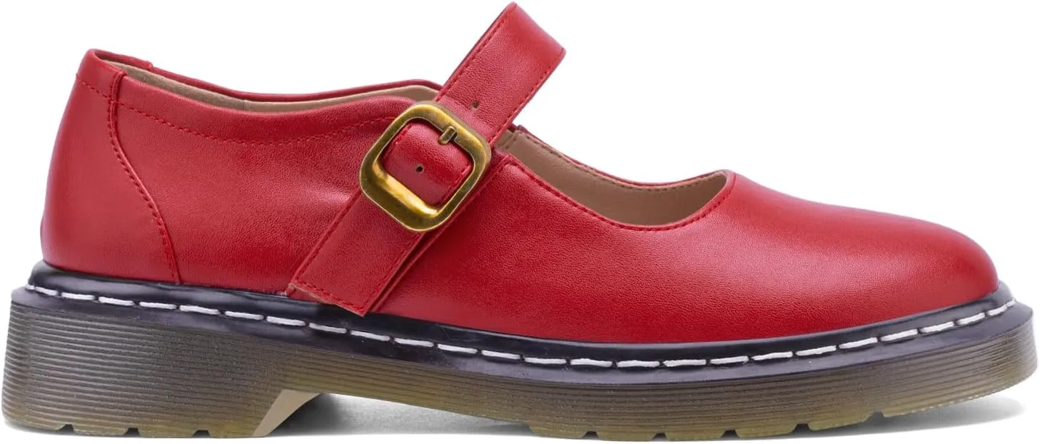 IMPREMEY Mary Janes Oxford Flats Shoes for Women Round Toe Platform Non-slip Comfortable Casual Cute Shoes