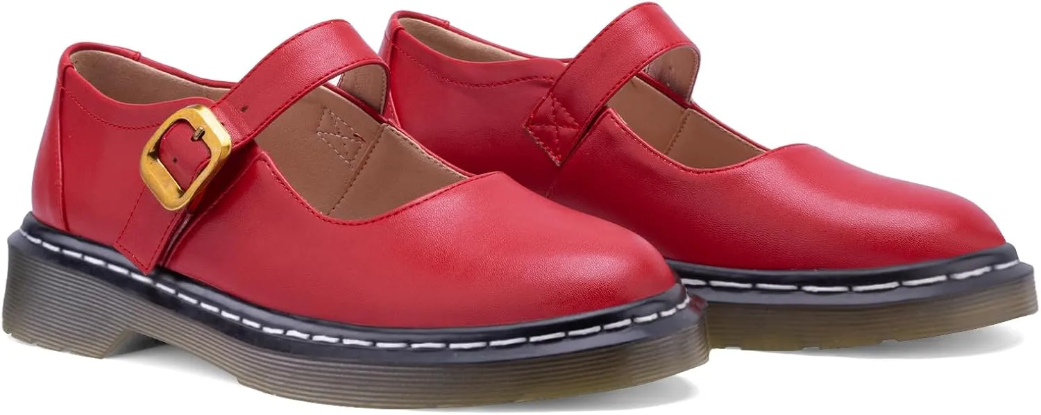 IMPREMEY Mary Janes Oxford Flats Shoes for Women Round Toe Platform Non-slip Comfortable Casual Cute Shoes