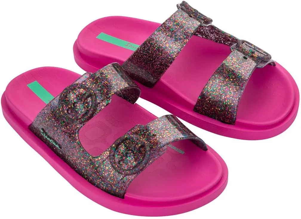 Ipanema Follow Print Kids Slides - Slides for Kids, Slip on Sandals for Kids, Youth Slides, Adjustable Girls Sandals, Jelly Shoes, Water Resistant, Easy to Clean