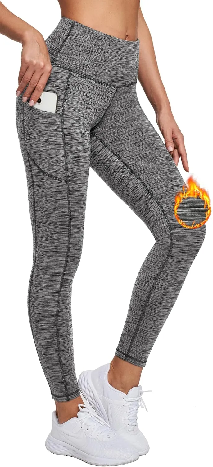 IUGA Fleece Lined Leggings with Pockets for Women Thermal Leggings for Women High Waisted Yoga Pants Winter Workout Leggings
