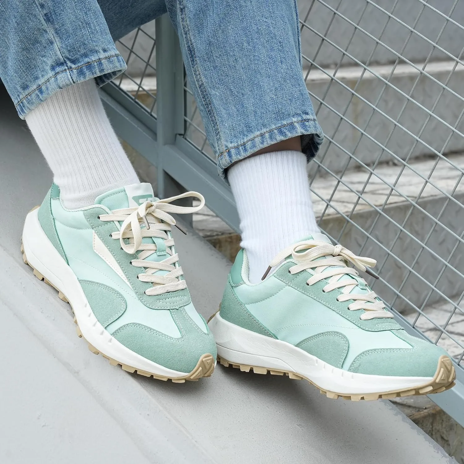 JABASIC Women Lace Up Fashion Sneakers Comfortable Vintage Walking Sports Shoes
