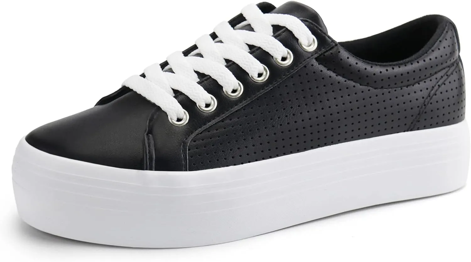 JABASIC Women Platform Sneakers Breathable Casual Lace Up Fashion Walking Shoes
