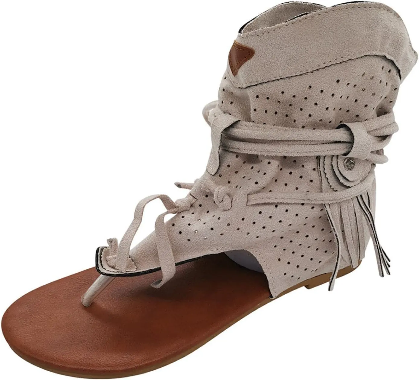JEGULV Casual Tassel Sandals for Women Summer Boho Shoes Flip Flop Flat Sandals Gladiator Open Toe Beach Sandals