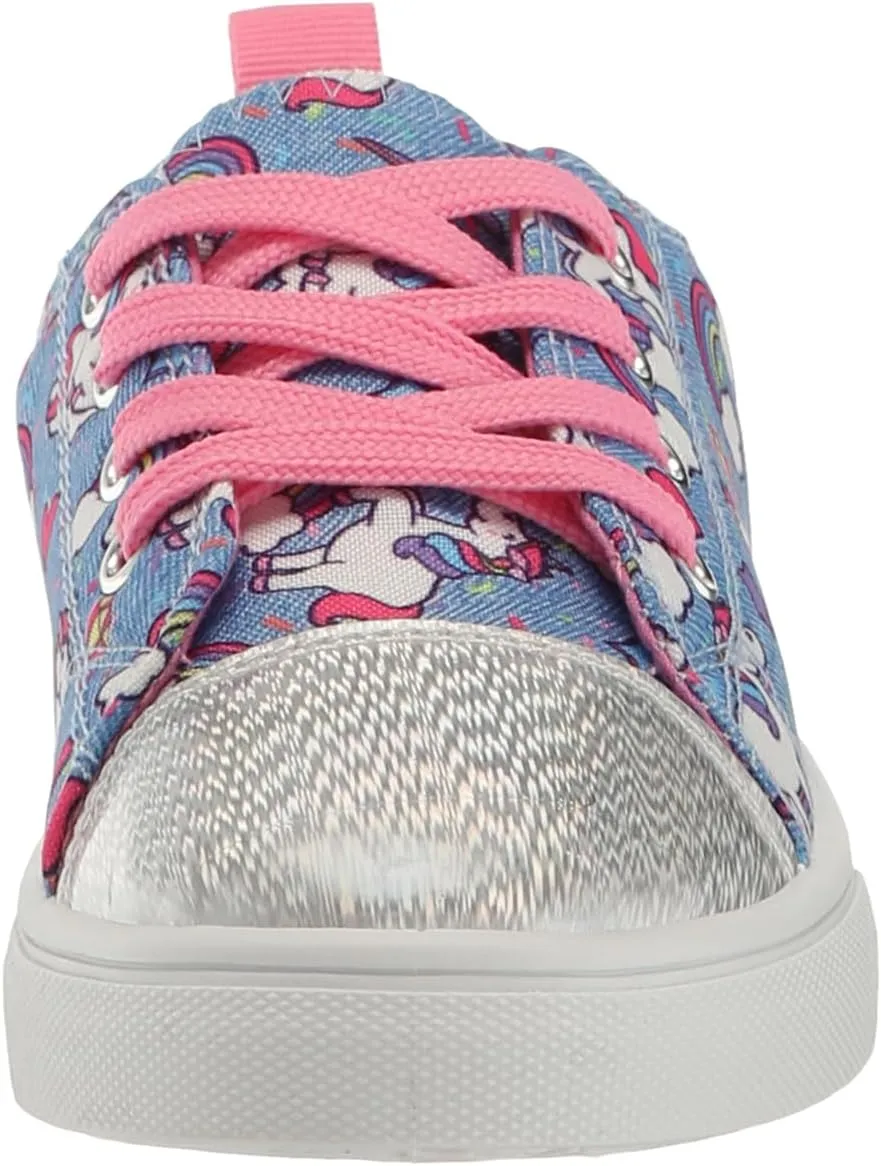 Josmo Girl's Canvas Low Top Sneaker Slip on Lace-up Tennis (Little Big Kid)