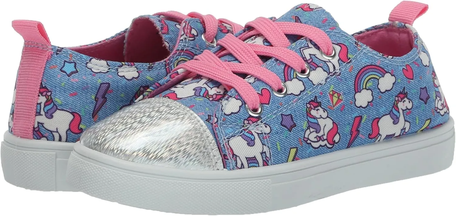 Josmo Girl's Canvas Low Top Sneaker Slip on Lace-up Tennis (Little Big Kid)