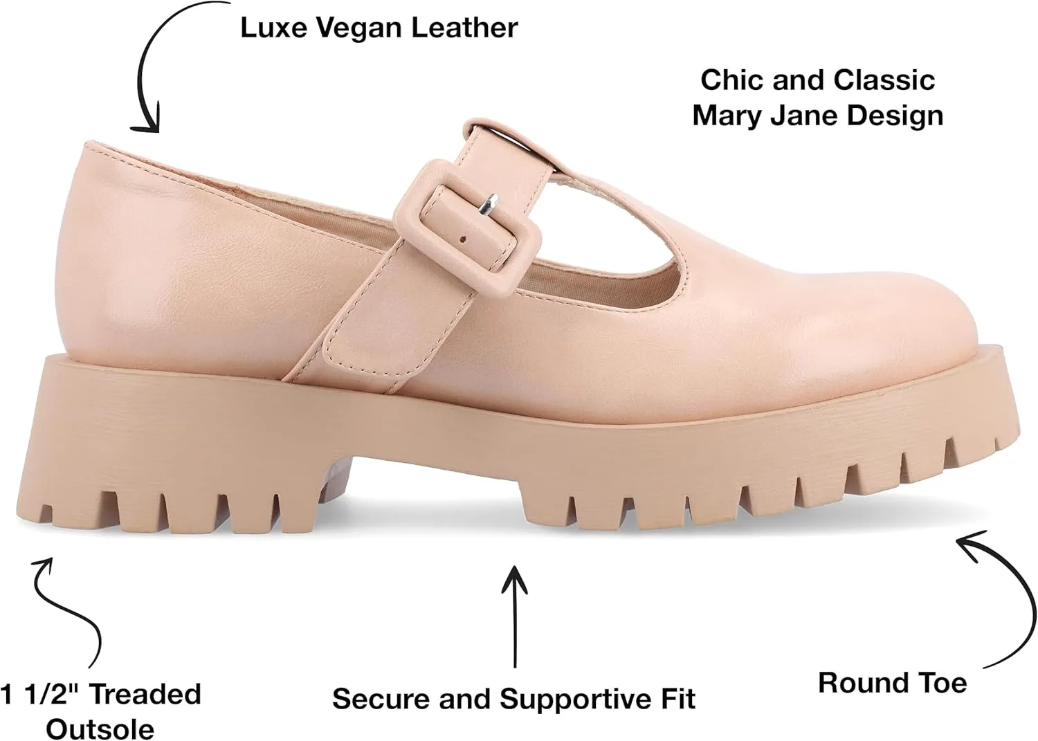 Journee Collection Womens Faux Leather Buckle Mary Janes