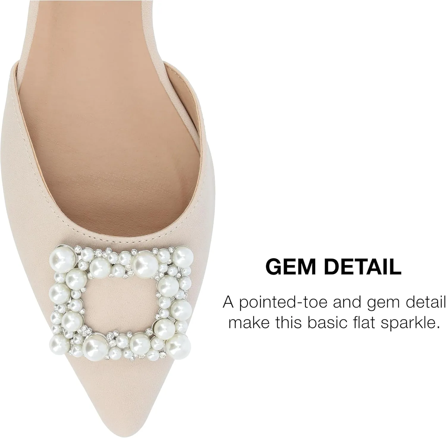 Journee Womens Slingback Jewel Pointed Toe Ballet Flats Slip On Shoes Raffia Pearl Hannae Slides