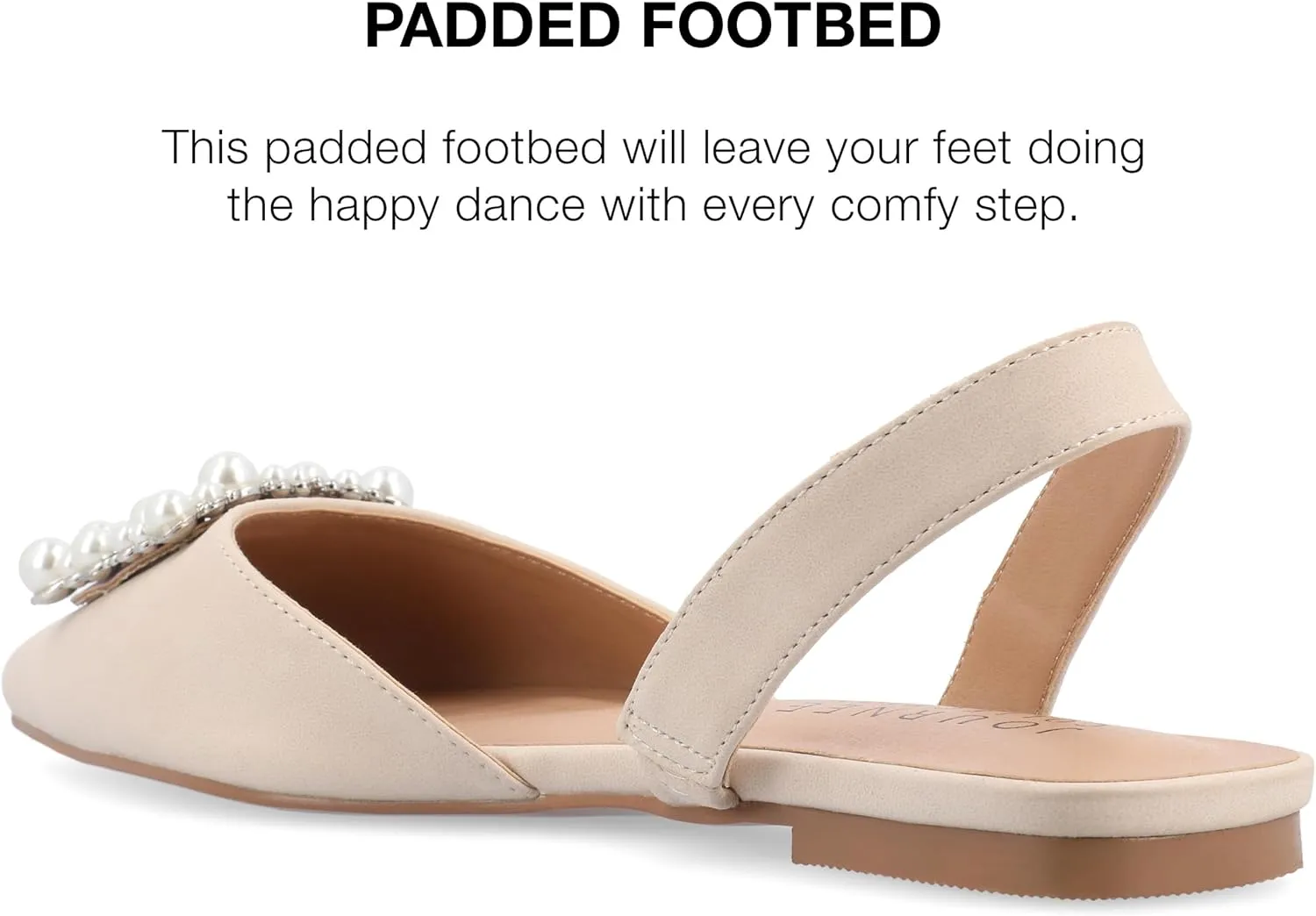 Journee Womens Slingback Jewel Pointed Toe Ballet Flats Slip On Shoes Raffia Pearl Hannae Slides