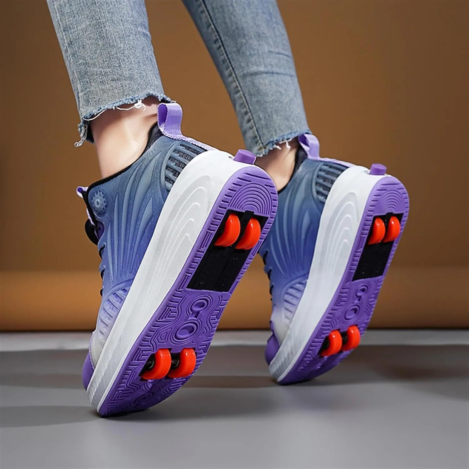 Kids Roller Skate Shoes with Detachable Wheels Fashion Sneakers for Boys & Girls, Outdoor Sports Shoes for Teens