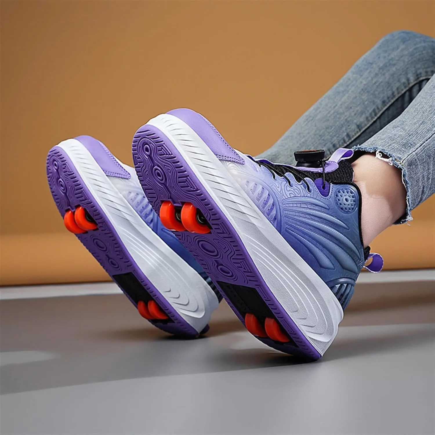 Kids Roller Skate Shoes with Detachable Wheels Fashion Sneakers for Boys & Girls, Outdoor Sports Shoes for Teens