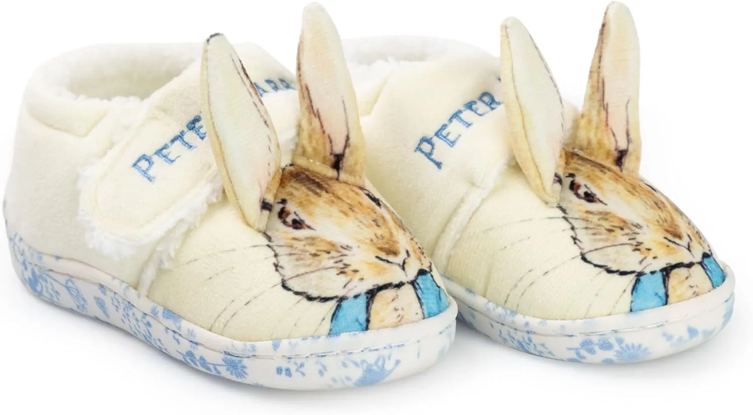 Kids Slippers | Childrens Rabbit Character Face Loafers with 3D Ears | Fur Lined Self Fastening House Shoes