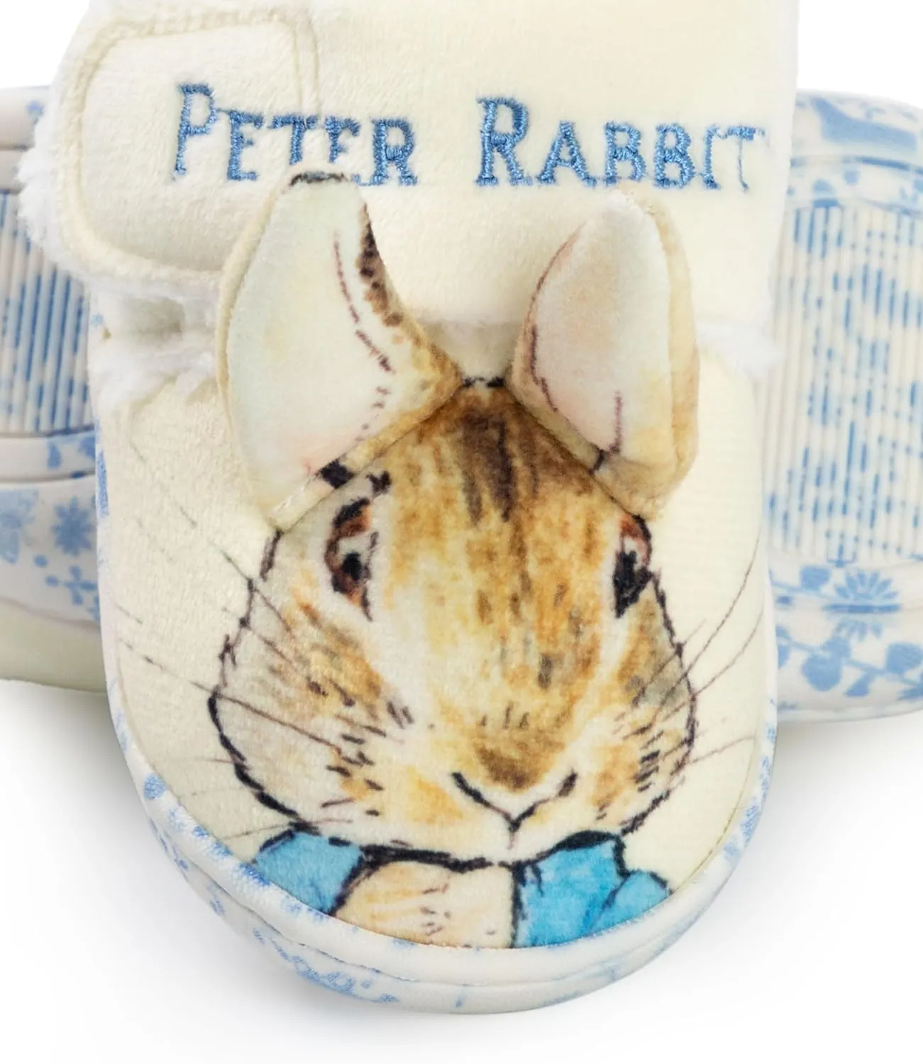 Kids Slippers | Childrens Rabbit Character Face Loafers with 3D Ears | Fur Lined Self Fastening House Shoes