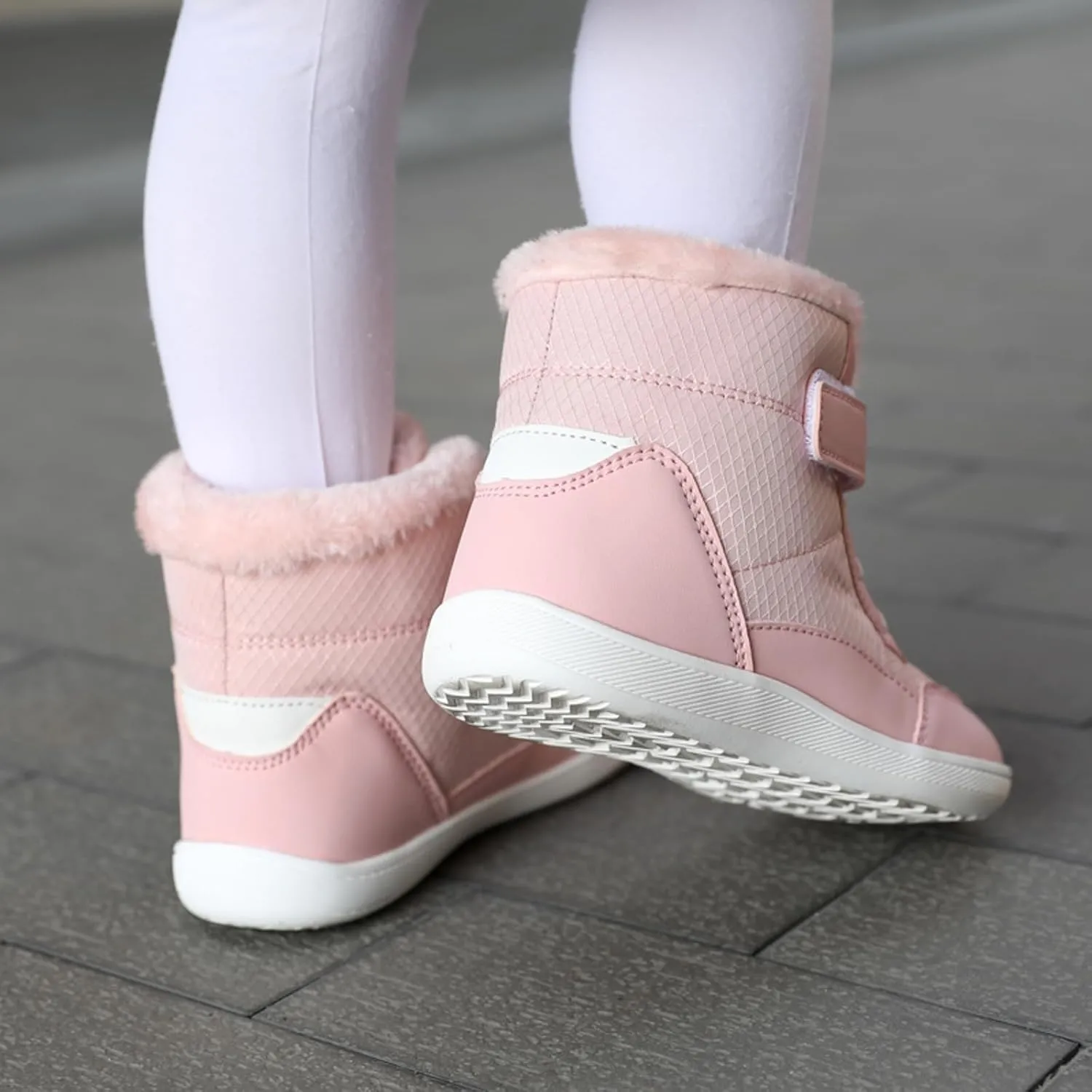 Little Kid Lined Plush Sport Shoes Boys Girls Wide Winter High Top Sneakers Faux F𝐮r Ankle Boots Warm Walking Shoes