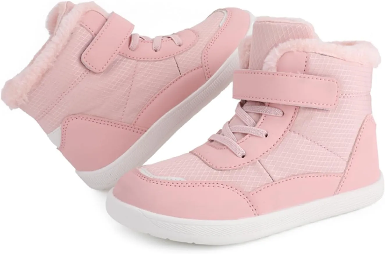 Little Kid Lined Plush Sport Shoes Boys Girls Wide Winter High Top Sneakers Faux F𝐮r Ankle Boots Warm Walking Shoes