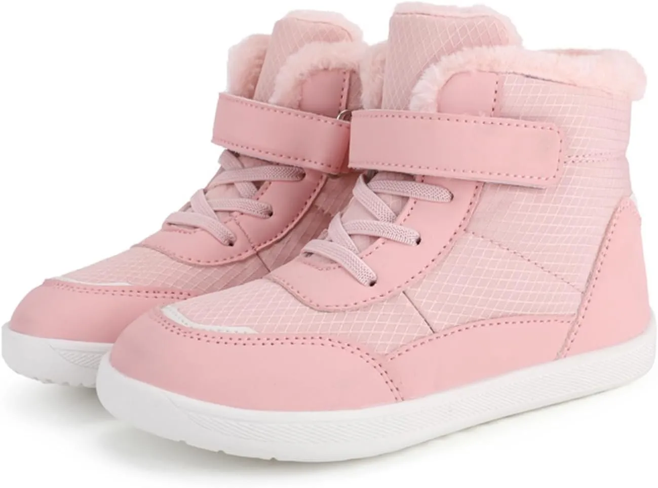 Little Kid Lined Plush Sport Shoes Boys Girls Wide Winter High Top Sneakers Faux F𝐮r Ankle Boots Warm Walking Shoes