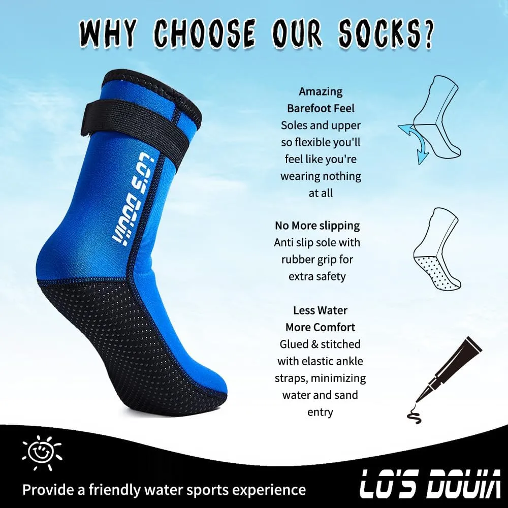 Lo's Douia Neoprene Water Socks 3mm, Sand Proof Beach Volleyball Socks Diving Boots for Outdoor Water Sports