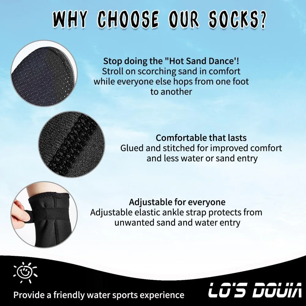 Lo's Douia Neoprene Water Socks 3mm, Sand Proof Beach Volleyball Socks Diving Boots for Outdoor Water Sports