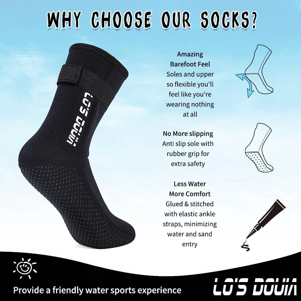 Lo's Douia Neoprene Water Socks 3mm, Sand Proof Beach Volleyball Socks Diving Boots for Outdoor Water Sports