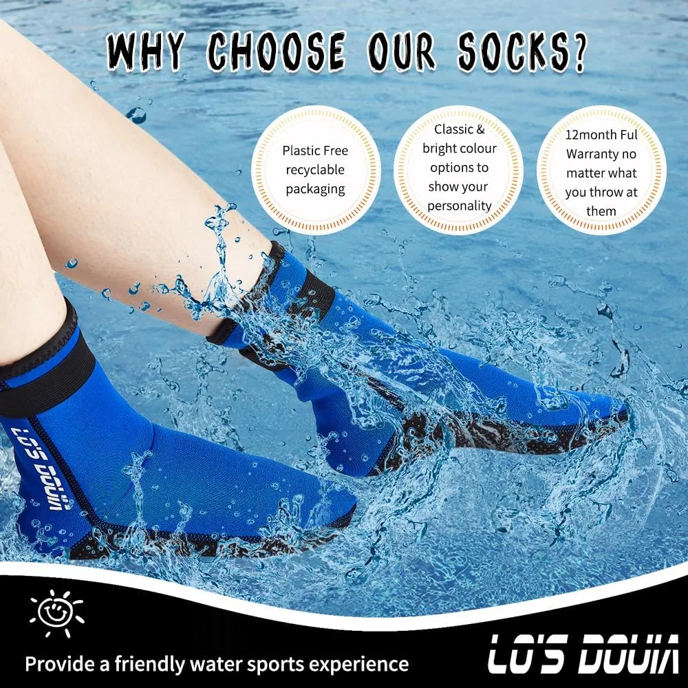 Lo's Douia Neoprene Water Socks 3mm, Sand Proof Beach Volleyball Socks Diving Boots for Outdoor Water Sports
