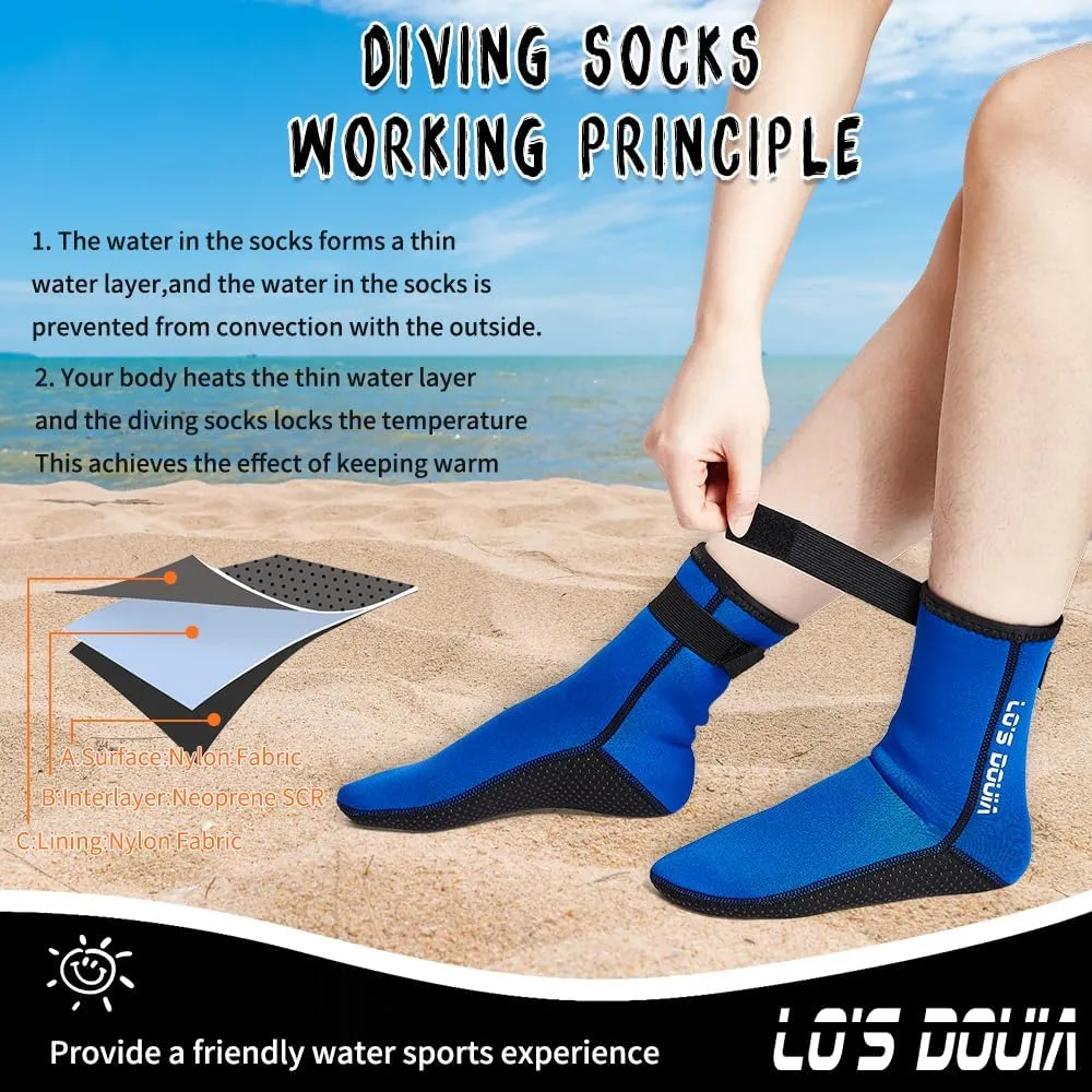 Lo's Douia Neoprene Water Socks 3mm, Sand Proof Beach Volleyball Socks Diving Boots for Outdoor Water Sports