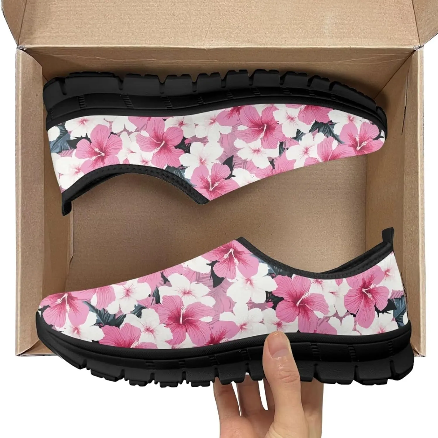 Low-Cut Flowers Pattern Casual Sneakers Women - Polyester Fabric Walking | Columbia Tennis Shoes