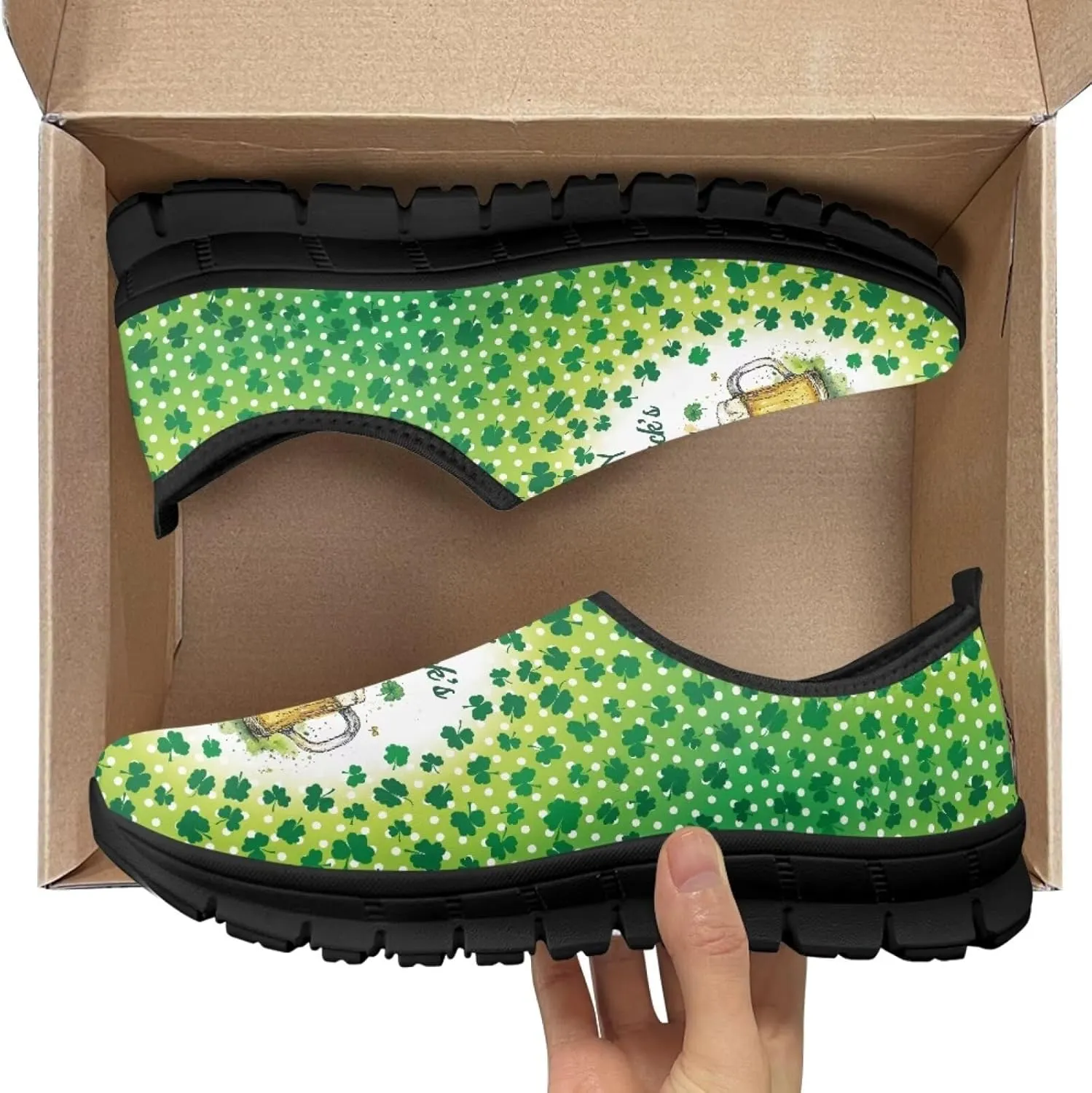 Low-Cut Saint Patrick's Day Casual Shoes - Stylish Tennis & Walking Footwear, Polyester Fabric Women's Sneakers
