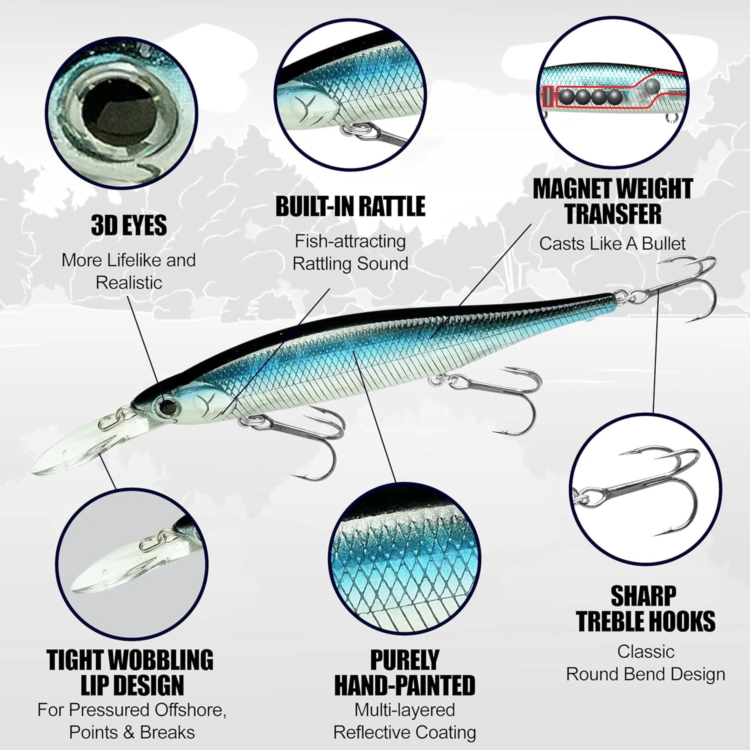 LUCKY CRAFT Lightning Pointer 100DD, Freshwater Bass Fishing Lure, Jerkbait, Smallmouth, Walleye, Pike, Suspending, Tournament Winning, Deep Diver, Fishing Gear, Fishing Accessories, Fishing Tackle