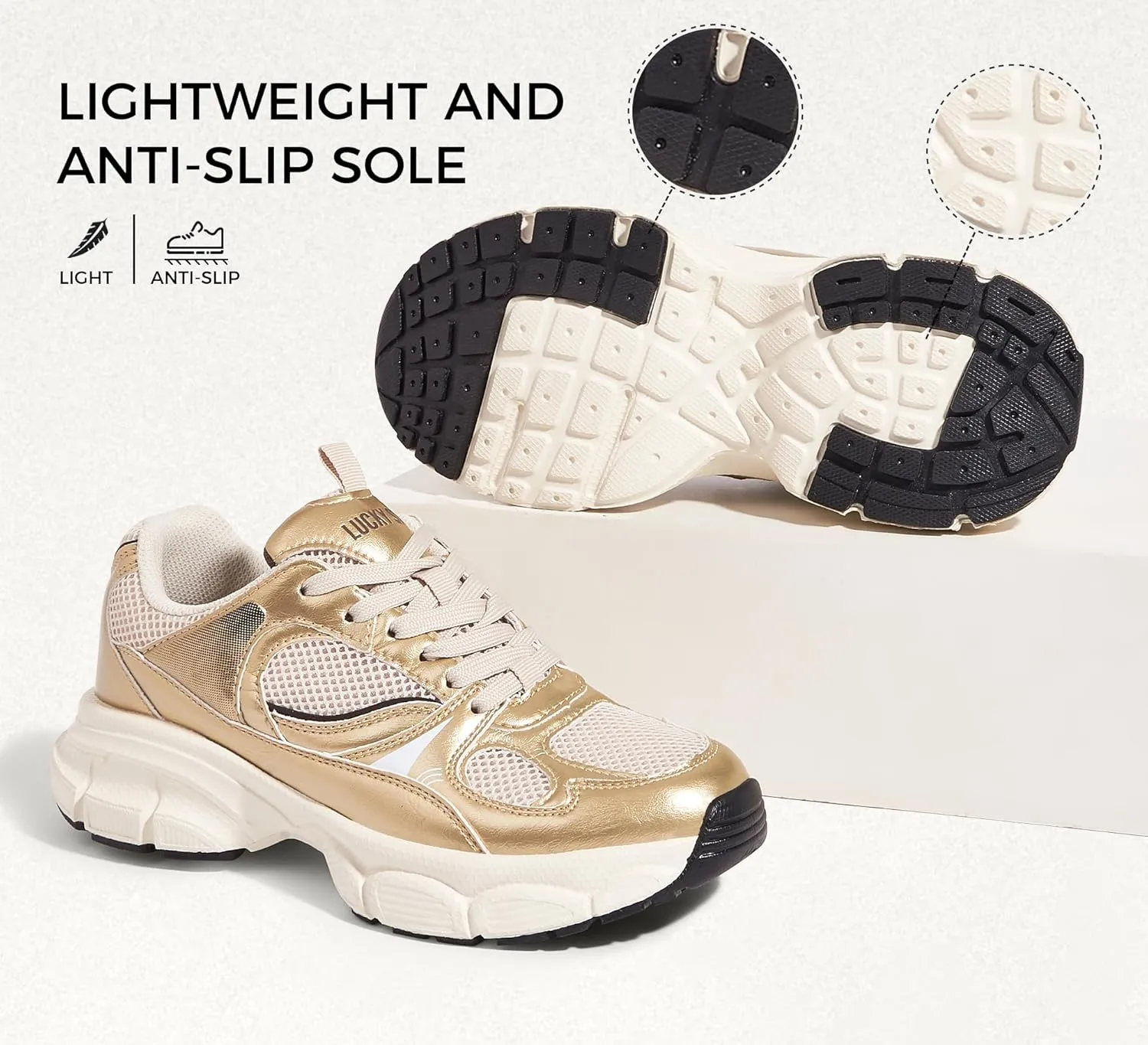 LUCKY STEP Women's Running Shoe Platform Chunky Walking Sneakers Breathable Mesh Comfy Lightweight Fashion Casual Tennis Dad Shoes