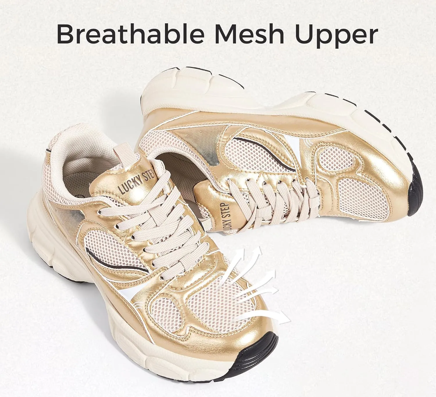 LUCKY STEP Women's Running Shoe Platform Chunky Walking Sneakers Breathable Mesh Comfy Lightweight Fashion Casual Tennis Dad Shoes