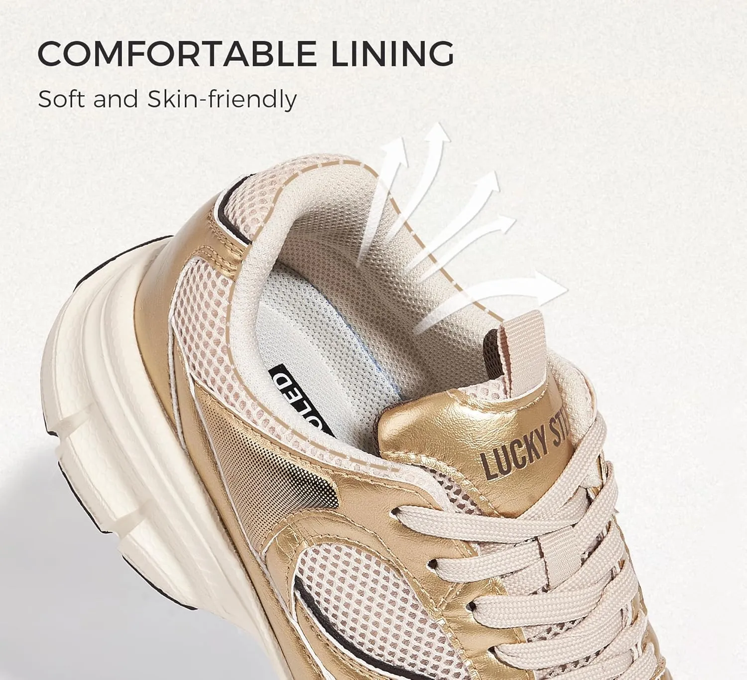 LUCKY STEP Women's Running Shoe Platform Chunky Walking Sneakers Breathable Mesh Comfy Lightweight Fashion Casual Tennis Dad Shoes