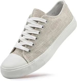 LUMUBBY Women's Canvas Fashion Sneakers, Red, Casual, Walking, Flat Sole, Lace-Up, All Seasons