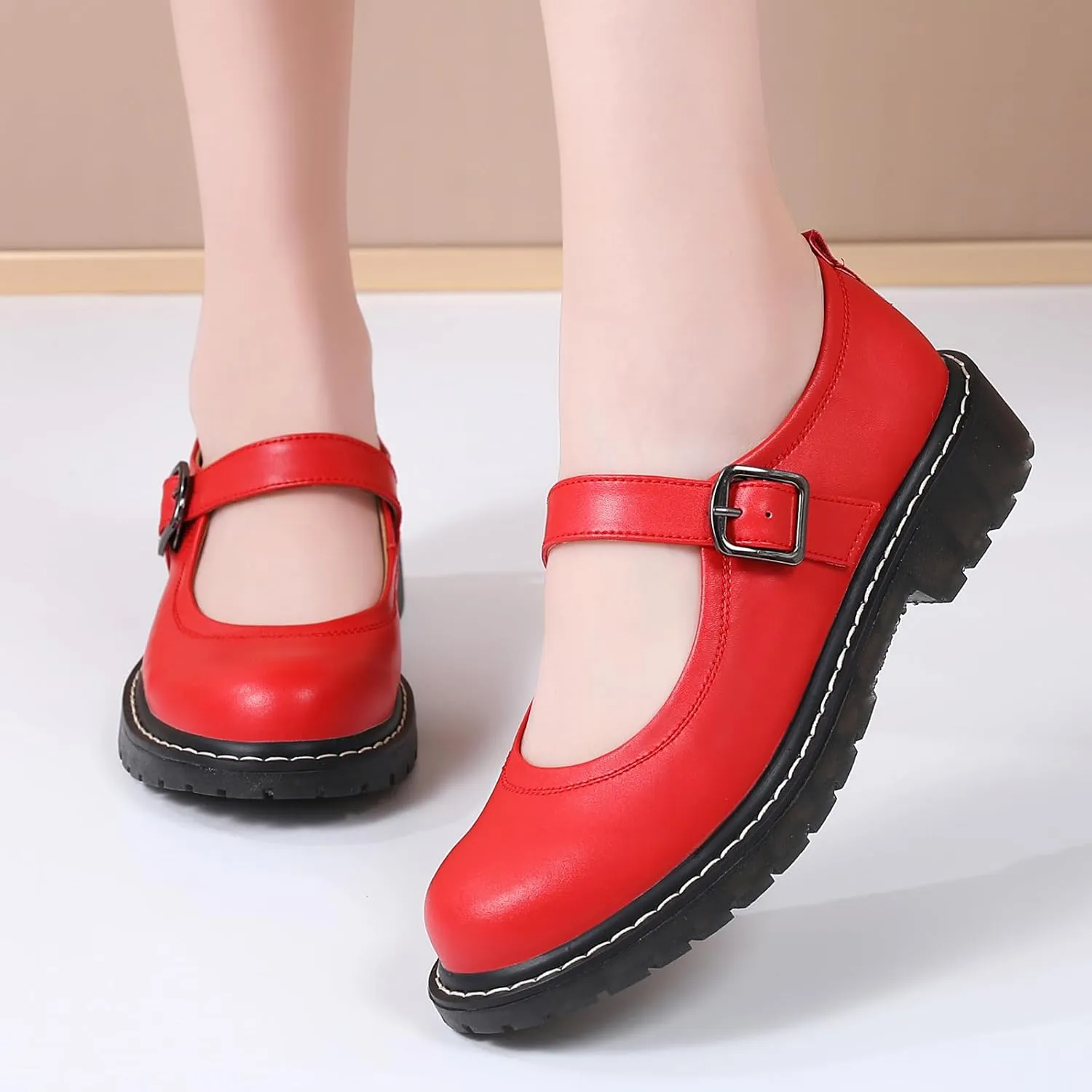 Mary Jane Shoes Women Mary Janes for Women Flats Oxford Round Toe Non-Slip Casual Shoes Comfortable Dress Shoes Cute School Shoes for Teen Girls Womens Ladies