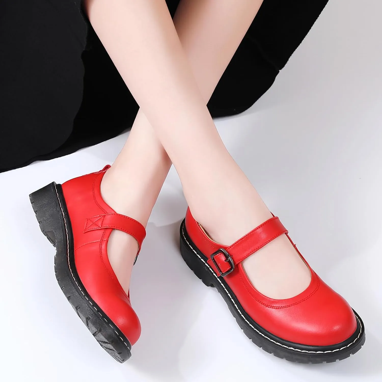 Mary Jane Shoes Women Mary Janes for Women Flats Oxford Round Toe Non-Slip Casual Shoes Comfortable Dress Shoes Cute School Shoes for Teen Girls Womens Ladies