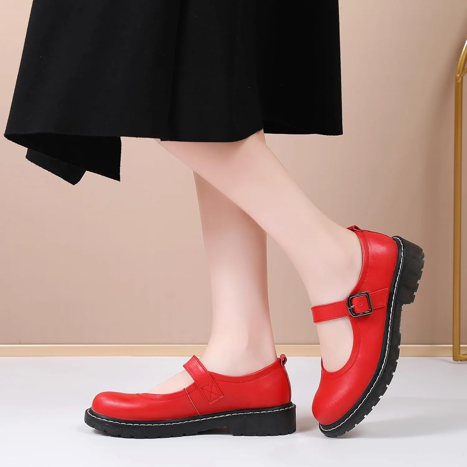 Mary Jane Shoes Women Mary Janes for Women Flats Oxford Round Toe Non-Slip Casual Shoes Comfortable Dress Shoes Cute School Shoes for Teen Girls Womens Ladies