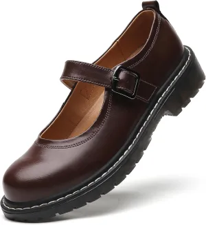 Mary Jane Shoes Women Mary Janes for Women Flats Oxford Round Toe Non-Slip Casual Shoes Comfortable Dress Shoes Cute School Shoes for Teen Girls Womens Ladies
