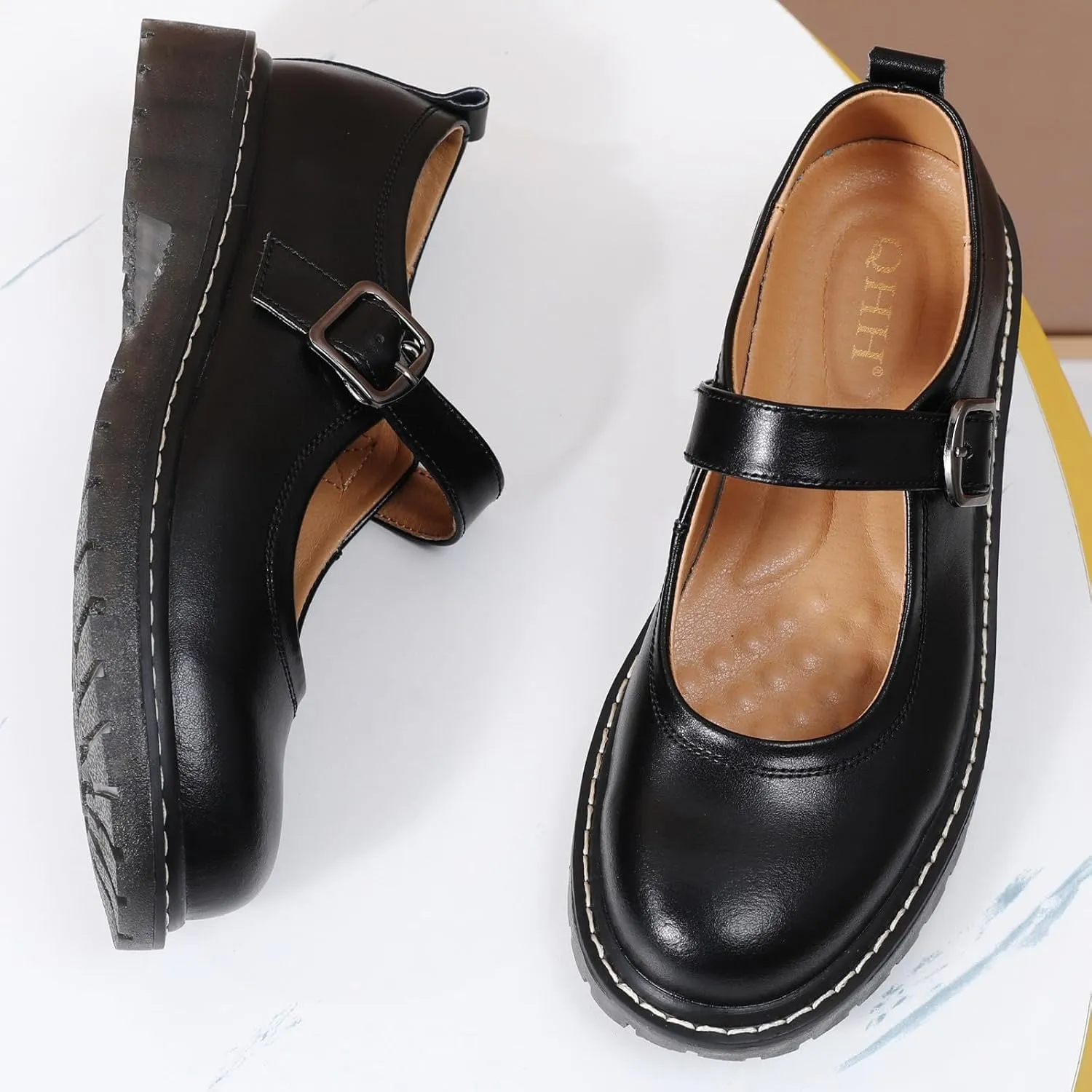 Mary Jane Shoes Women Mary Janes for Women Flats Oxford Round Toe Non-Slip Casual Shoes Comfortable Dress Shoes Cute School Shoes for Teen Girls Womens Ladies
