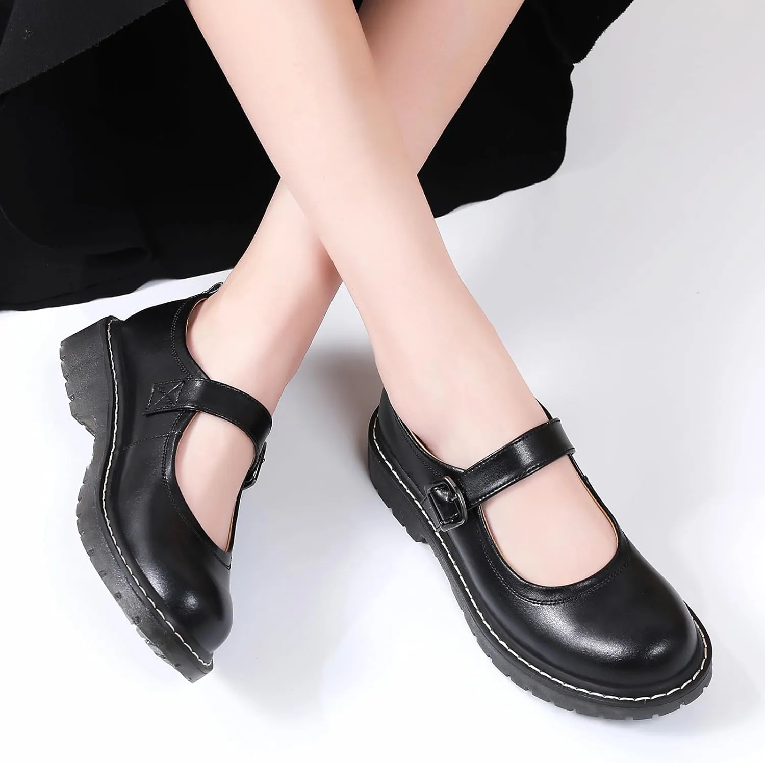 Mary Jane Shoes Women Mary Janes for Women Flats Oxford Round Toe Non-Slip Casual Shoes Comfortable Dress Shoes Cute School Shoes for Teen Girls Womens Ladies