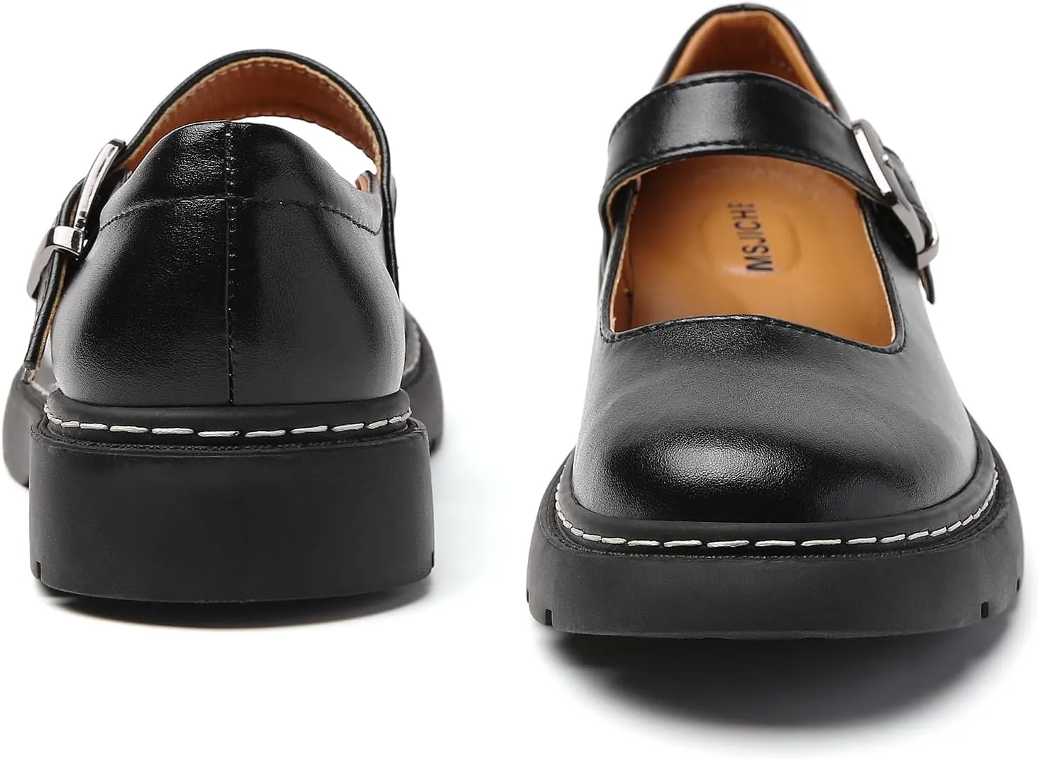 Mary Jane Shoes Women Platform Non-Slip Classics Round Toe Ankle Strap Comfort Casual Dress Work Mary Jane Flats Shoes