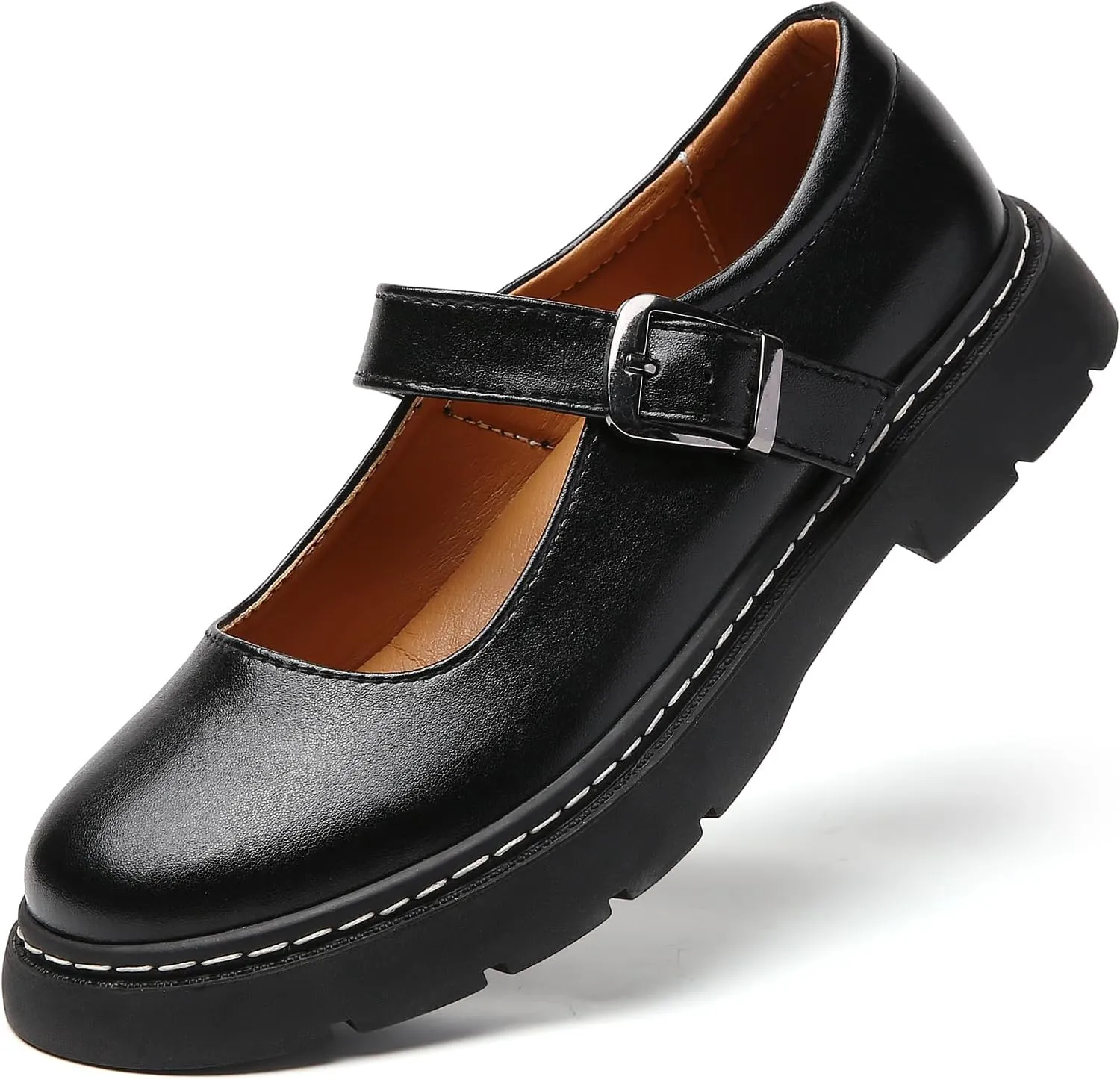 Mary Jane Shoes Women Platform Non-Slip Classics Round Toe Ankle Strap Comfort Casual Dress Work Mary Jane Flats Shoes