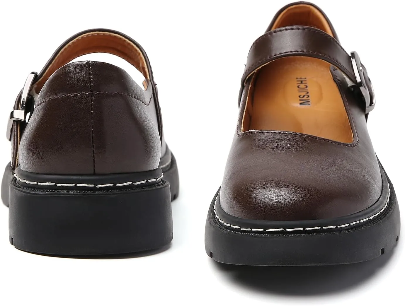 Mary Jane Shoes Women Platform Non-Slip Classics Round Toe Ankle Strap Comfort Casual Dress Work Mary Jane Flats Shoes