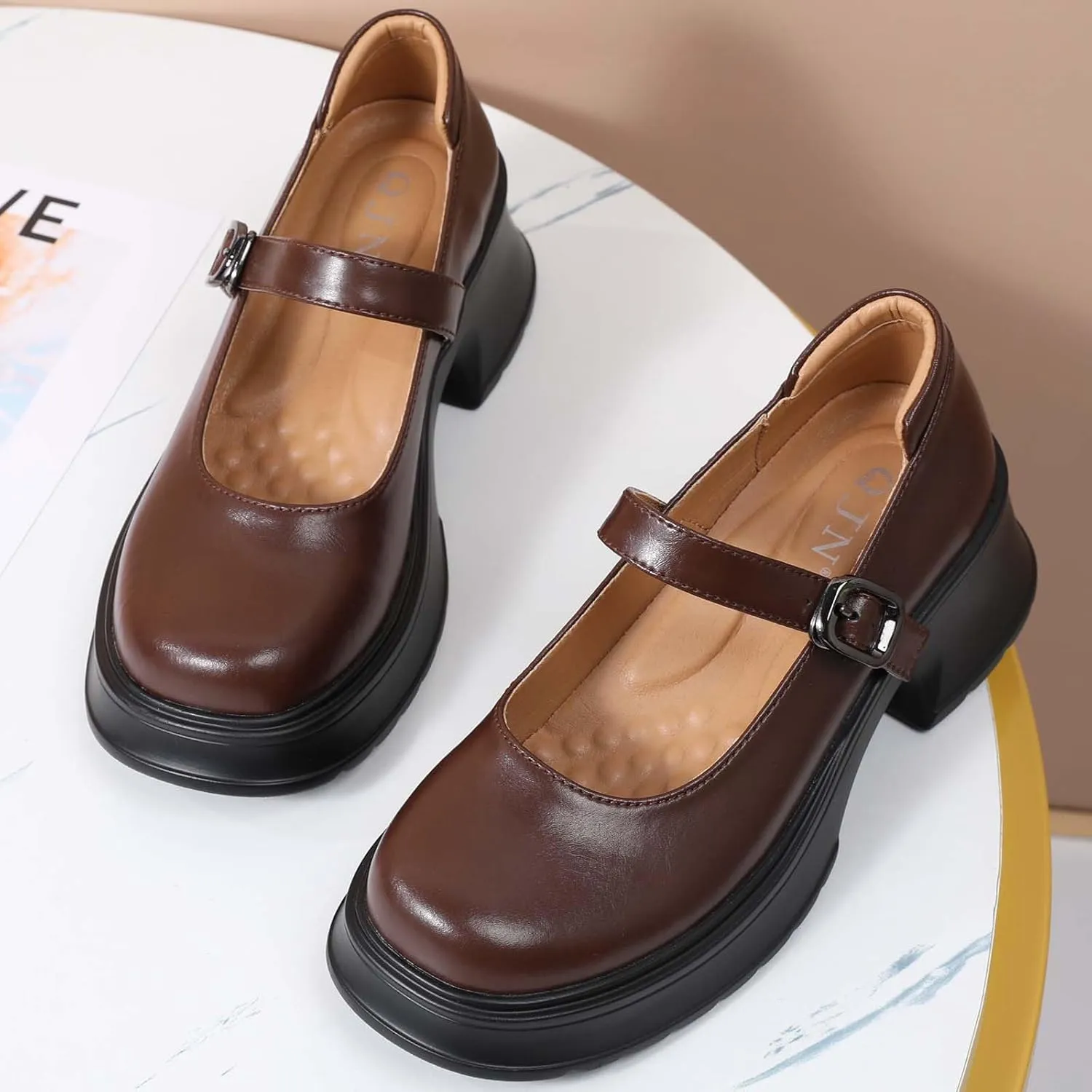 Mary Janes for Women Chunky Platform Mary Jane Heels Comfortable Dress Pumps Casual Office Work Shoes