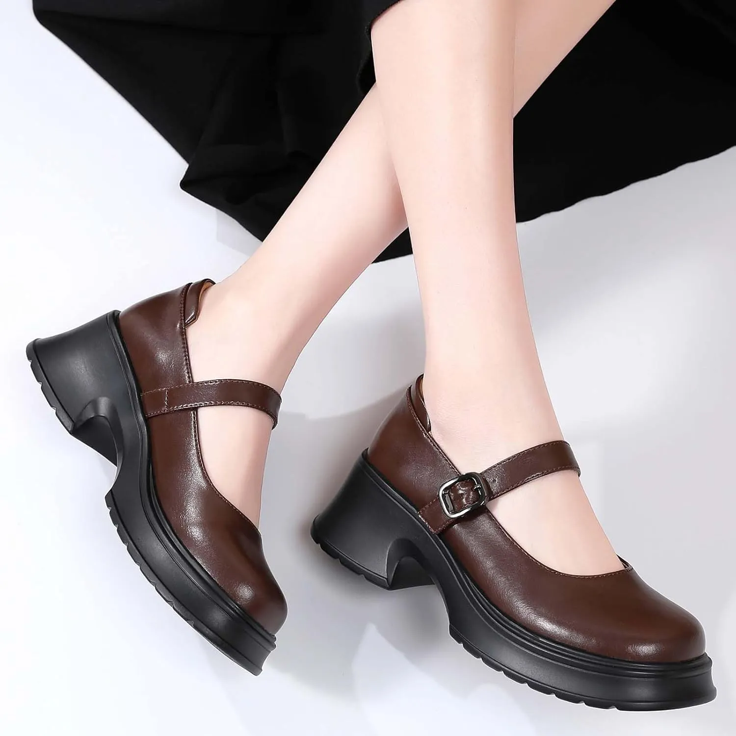 Mary Janes for Women Chunky Platform Mary Jane Heels Comfortable Dress Pumps Casual Office Work Shoes