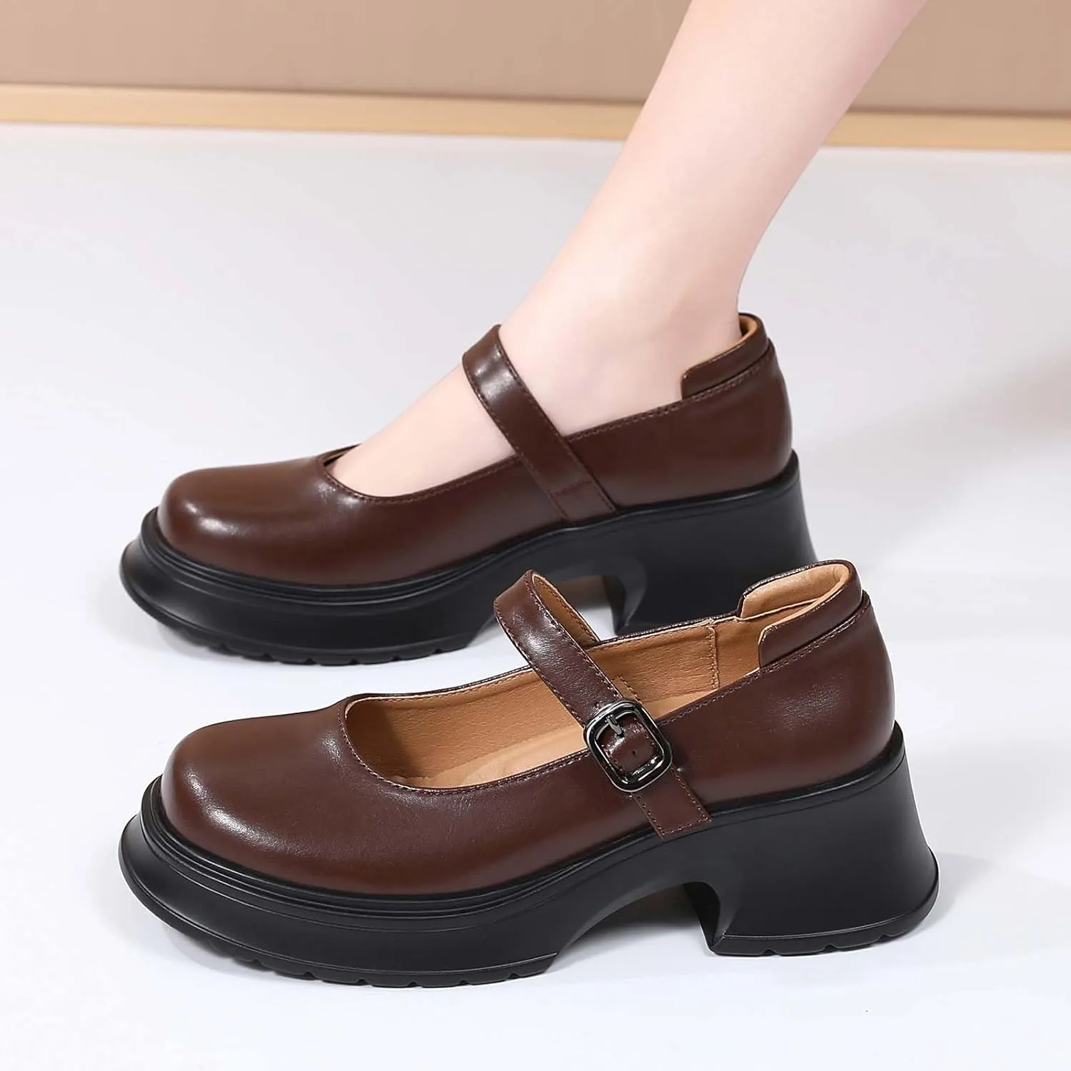 Mary Janes for Women Chunky Platform Mary Jane Heels Comfortable Dress Pumps Casual Office Work Shoes