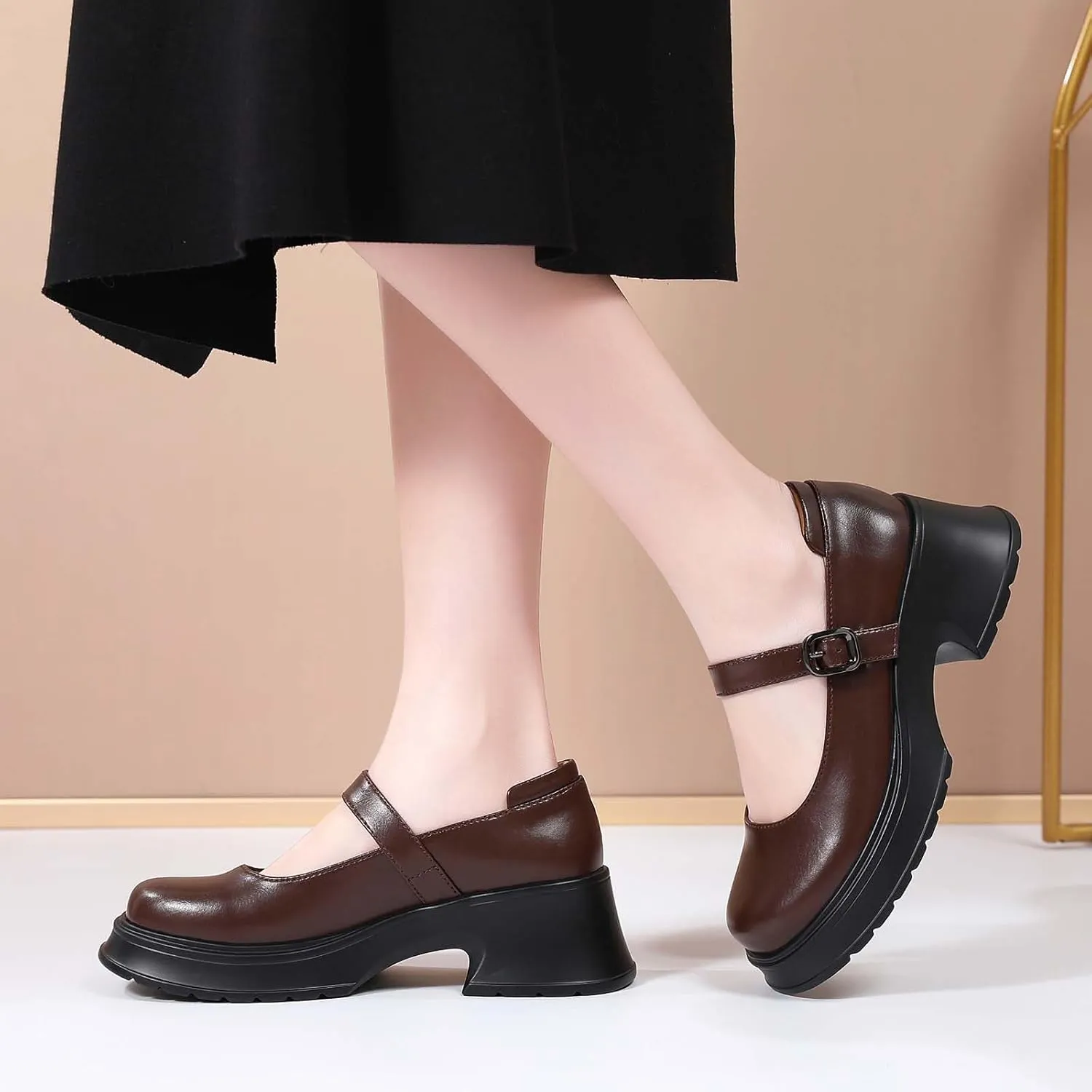 Mary Janes for Women Chunky Platform Mary Jane Heels Comfortable Dress Pumps Casual Office Work Shoes