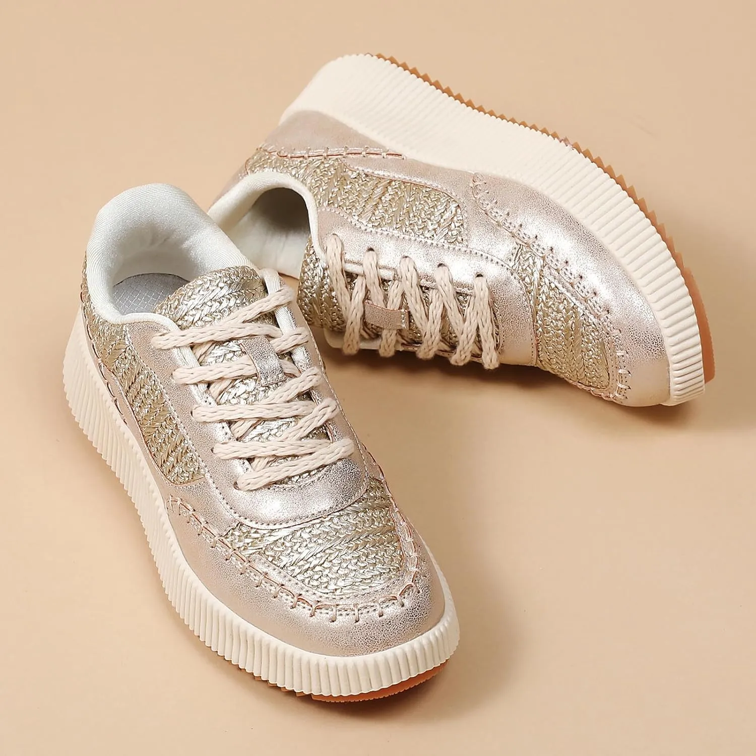 Meidiastra Women's Platform Fashion Sneakers Casual Chunky Low Top City Walking Shoes Lace UP Dolen Sneaker 2024 Orthopedic Walking Shoes with Plantar Fasciitis