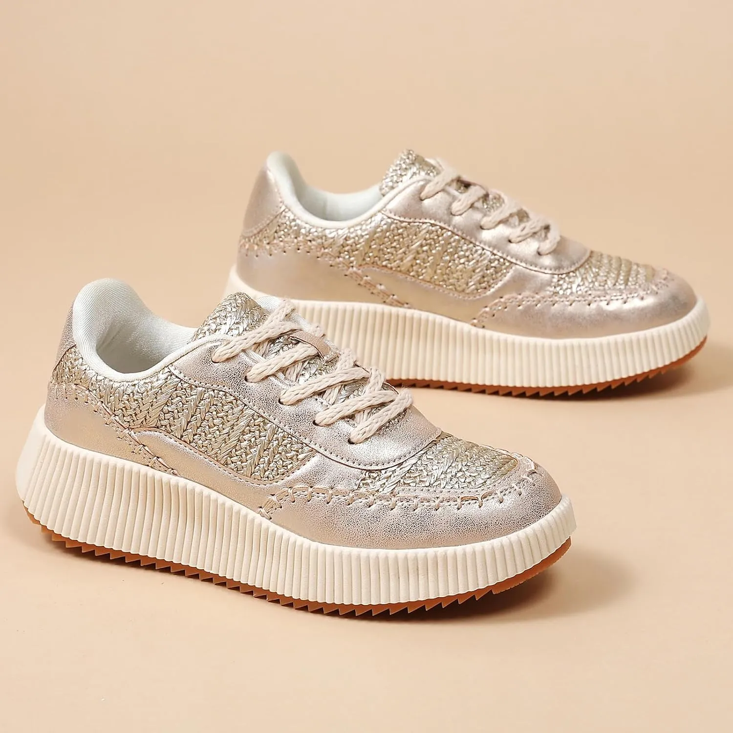 Meidiastra Women's Platform Fashion Sneakers Casual Chunky Low Top City Walking Shoes Lace UP Dolen Sneaker 2024 Orthopedic Walking Shoes with Plantar Fasciitis